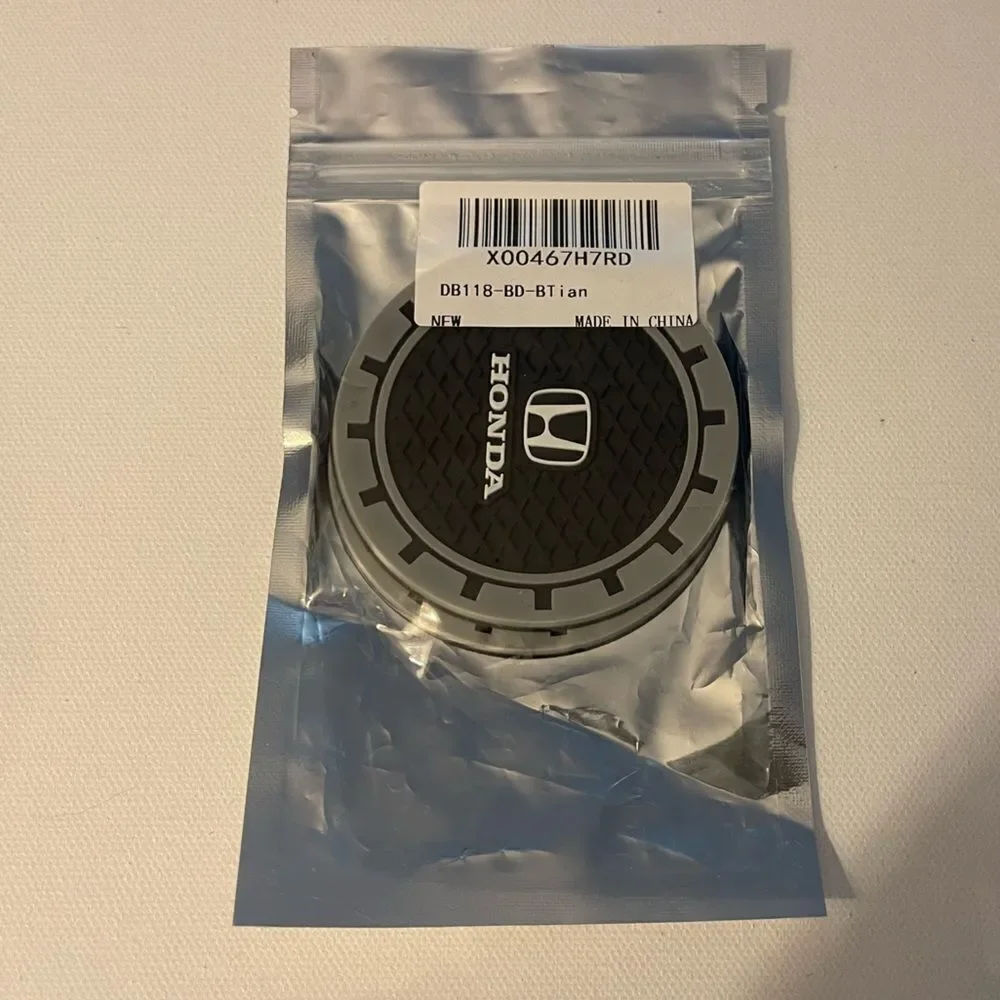Honda Car Cup Coasters in Black with Logo Set of 2 NWT - Picture 6 of 6
